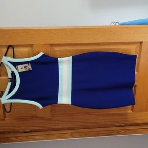 Blue striped body con sleeveless dress. Size M. NWT